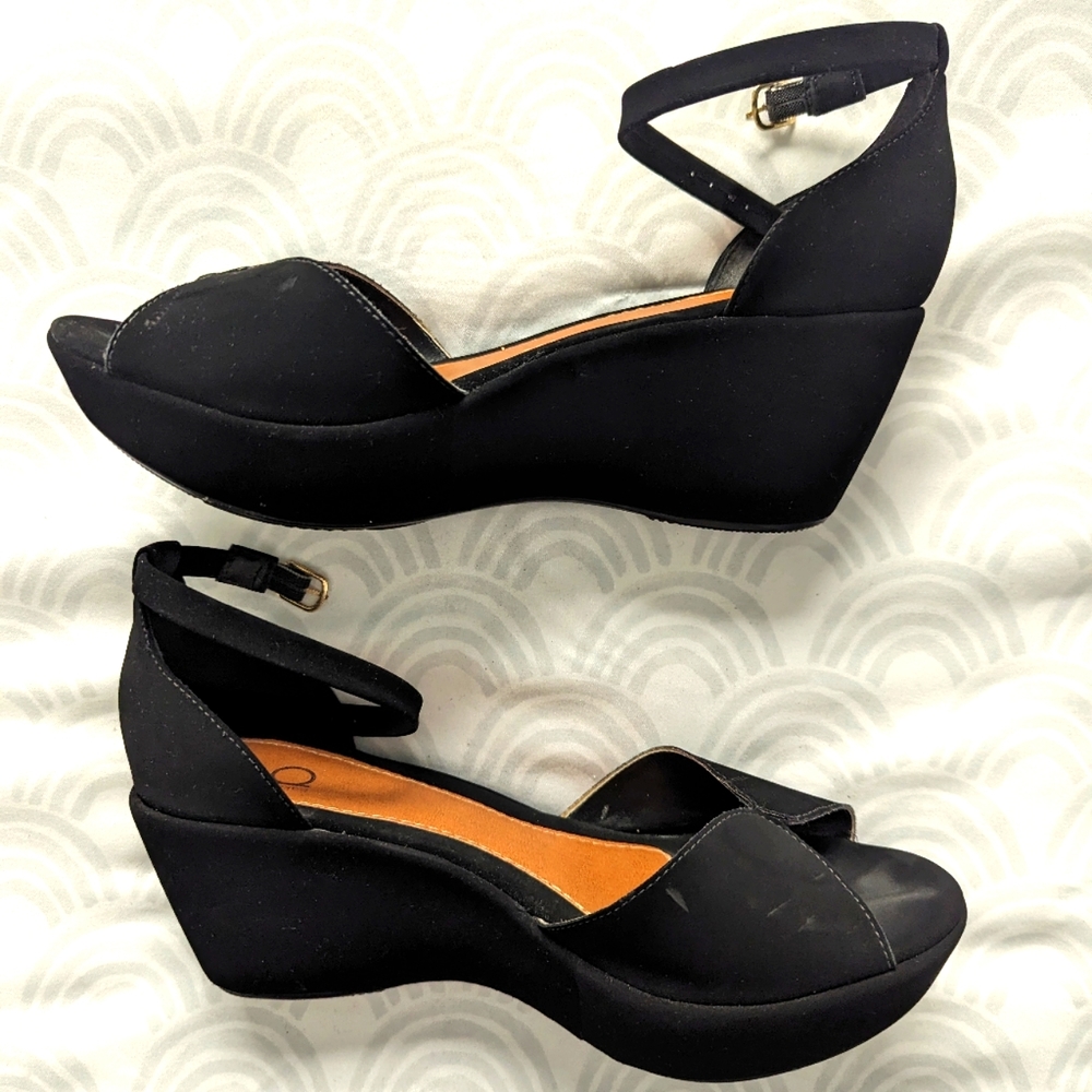 Black Wedge Sandals